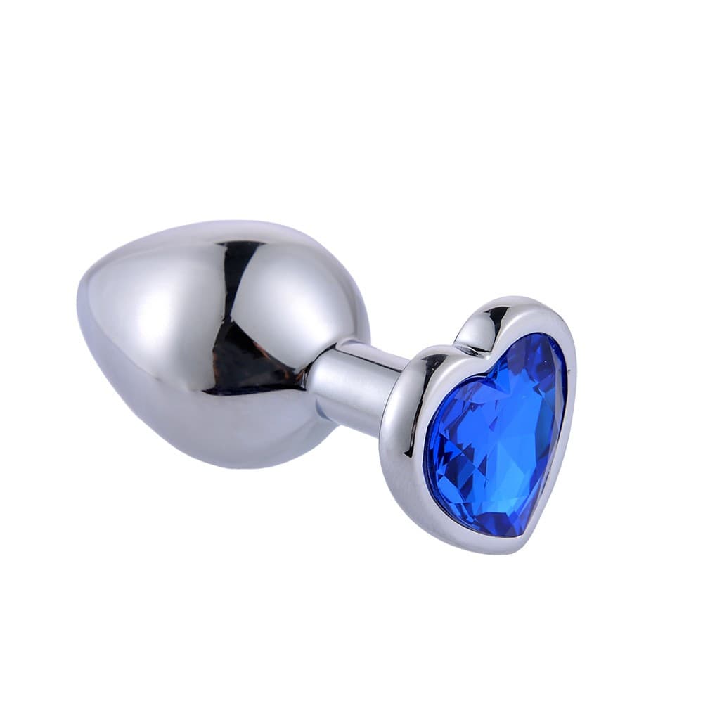 Butt Plug Anal Toy Heart Jewel Metal Dildo For Women Men Couples Small-Blue 5