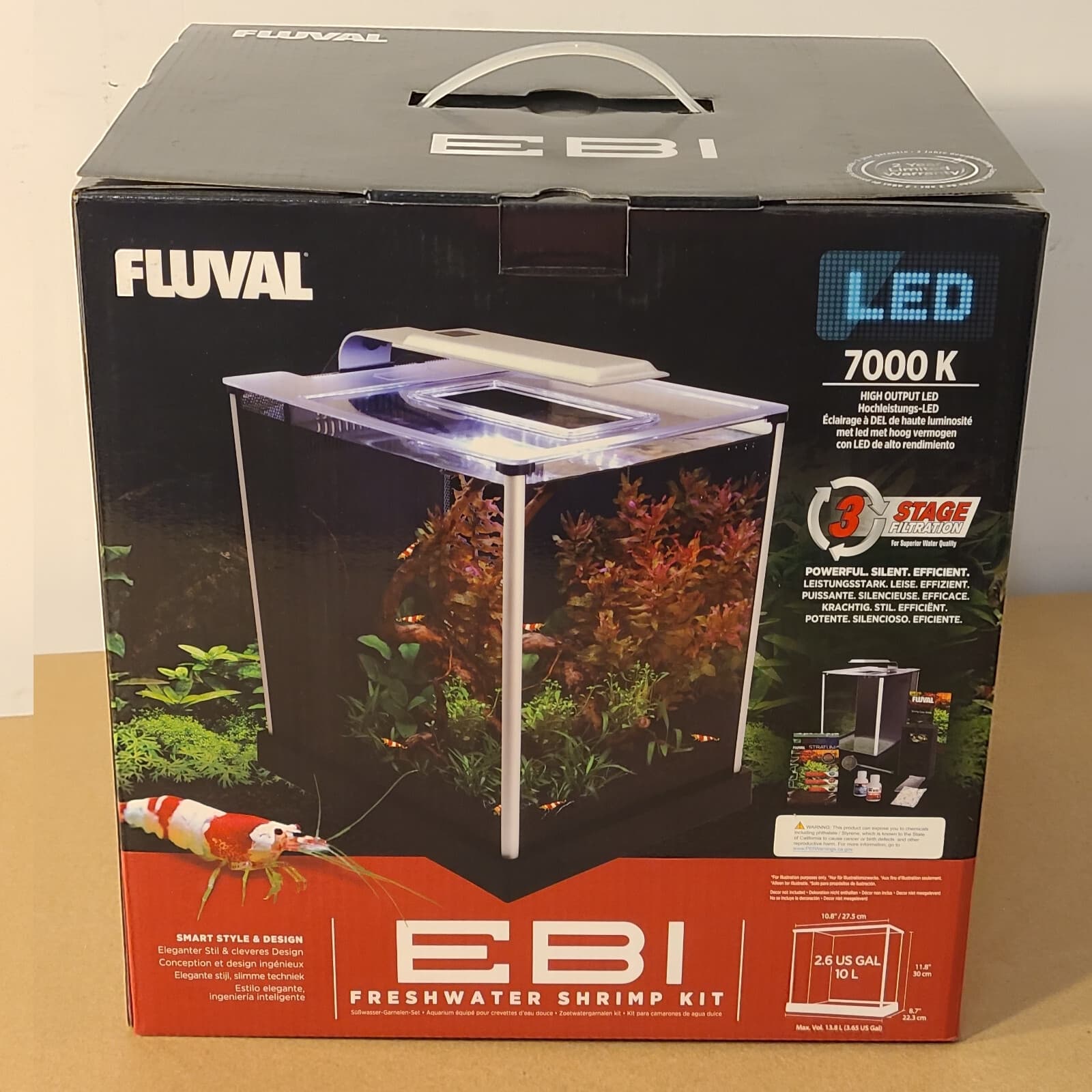 FLUVAL EBI Shrimp Kit Aquarium Terrarium 10L 2.6 Gallon LED Light