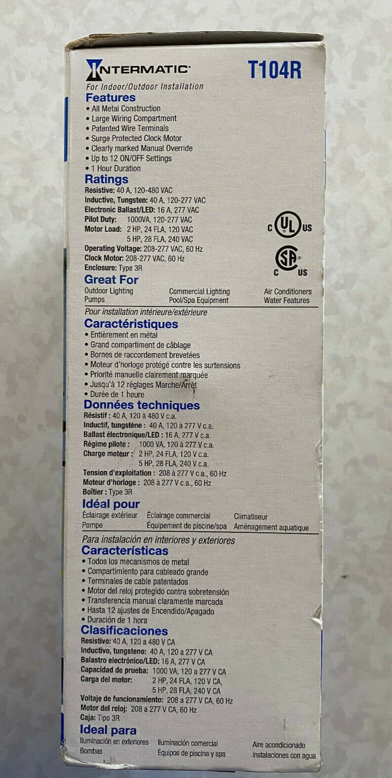 NEW Intermatic T104R 24-Hour Mechanical Time Switch Indoor/Outdoor Type 3R Metal 2