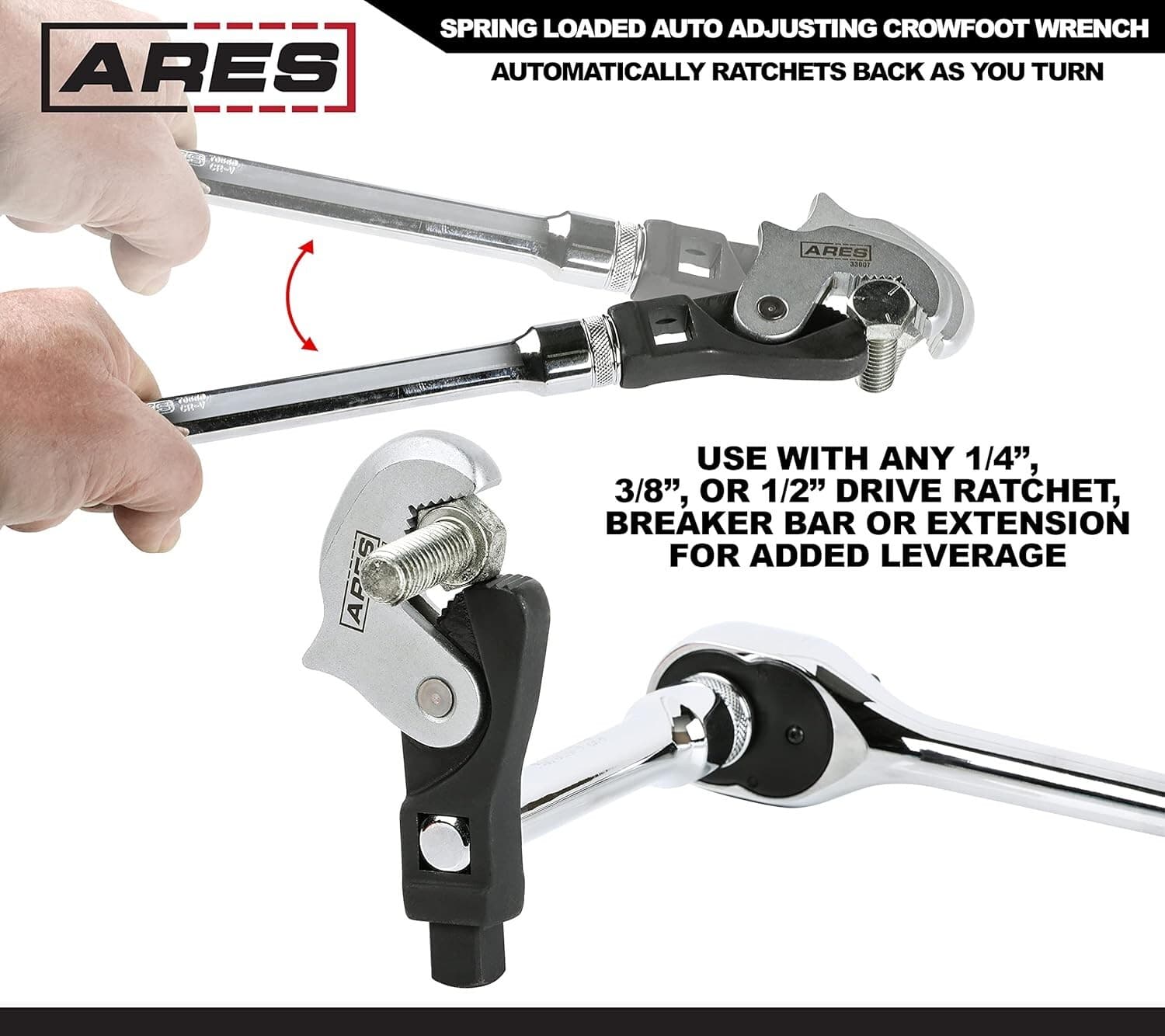 3Pc Auto Adjusting Crowfoot Wrench Set for Replace Oxygen Sensor Wheel Alignment 4