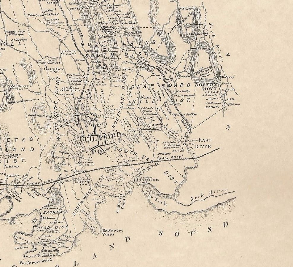 Guilford Sachem Head Leetes Island CT 1868  Maps with Homeowners Names Shown 3