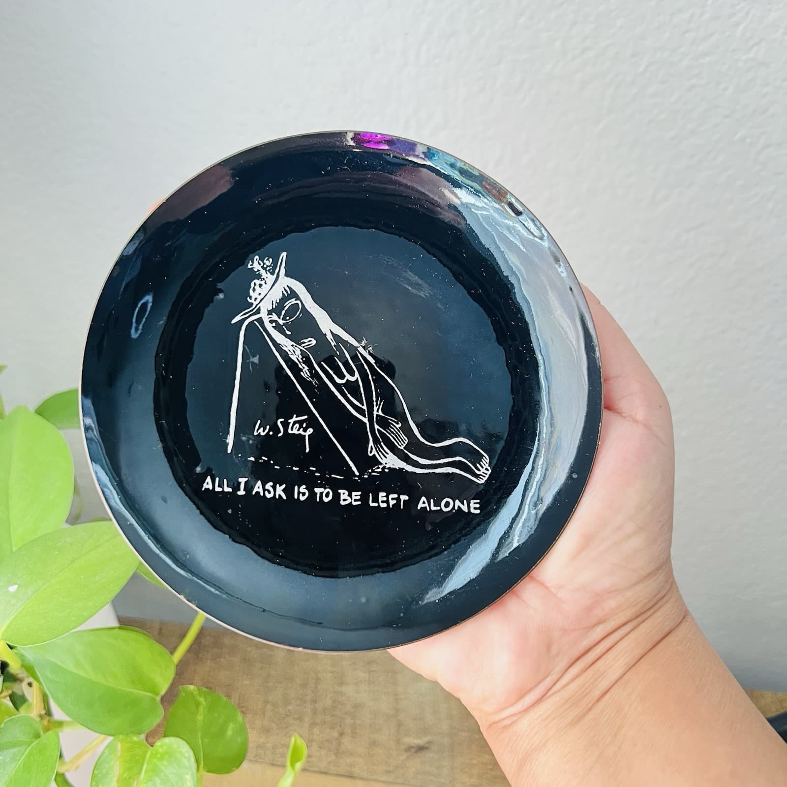 Mid Century William Steig Black "All I Ask... " Copper Enamel Plate Vintage