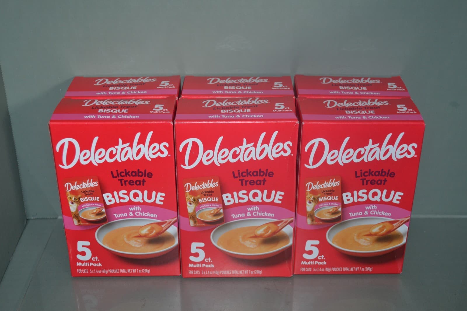 (6) Delectables Lickable Bisque Treats For Cats, Chicken & Tuna 5 In Each, 10/26