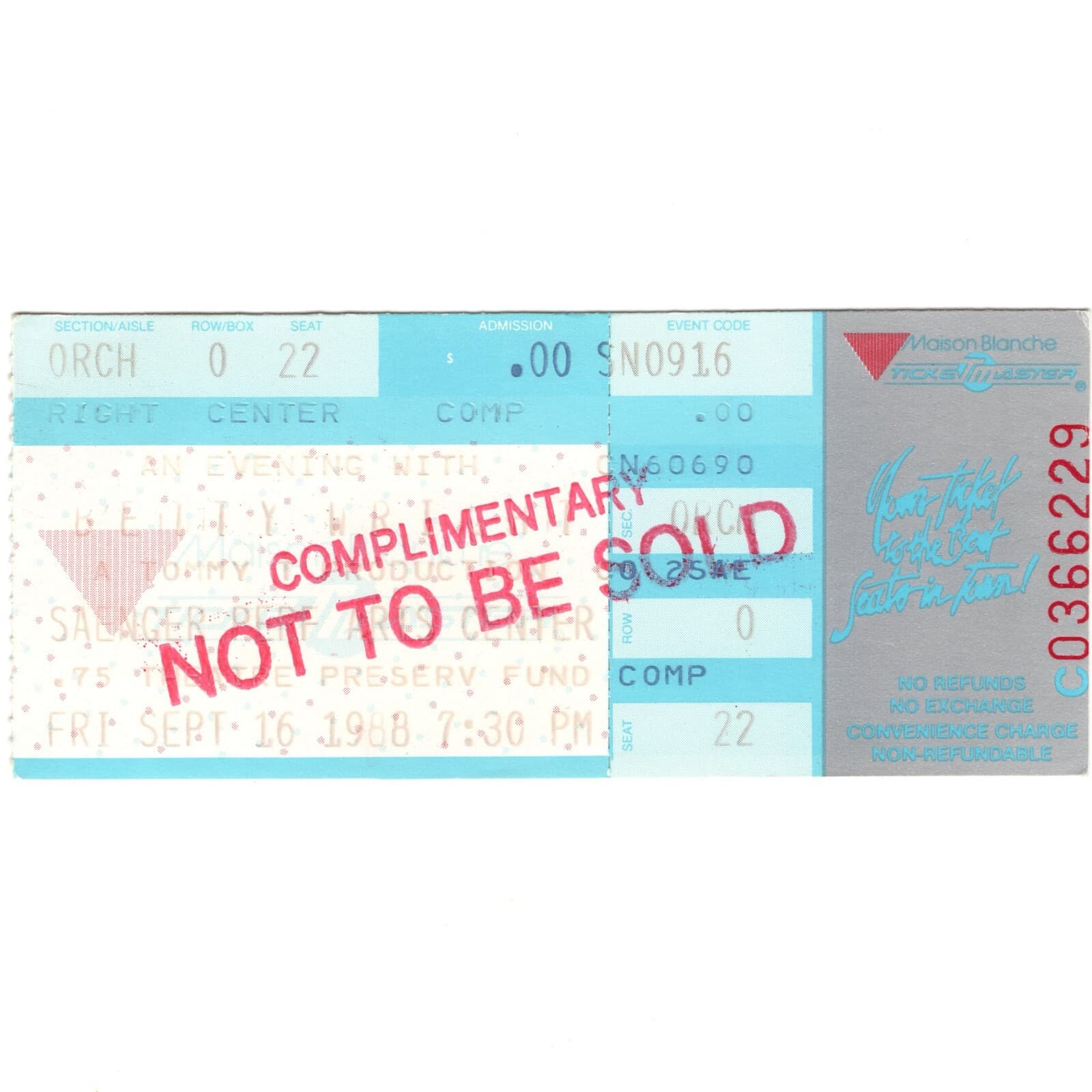 BETTY WRIGHT Concert Ticket Stub NEW ORLEANS 9/16/88 SAENGER CLEAN UP WOMAN Rare