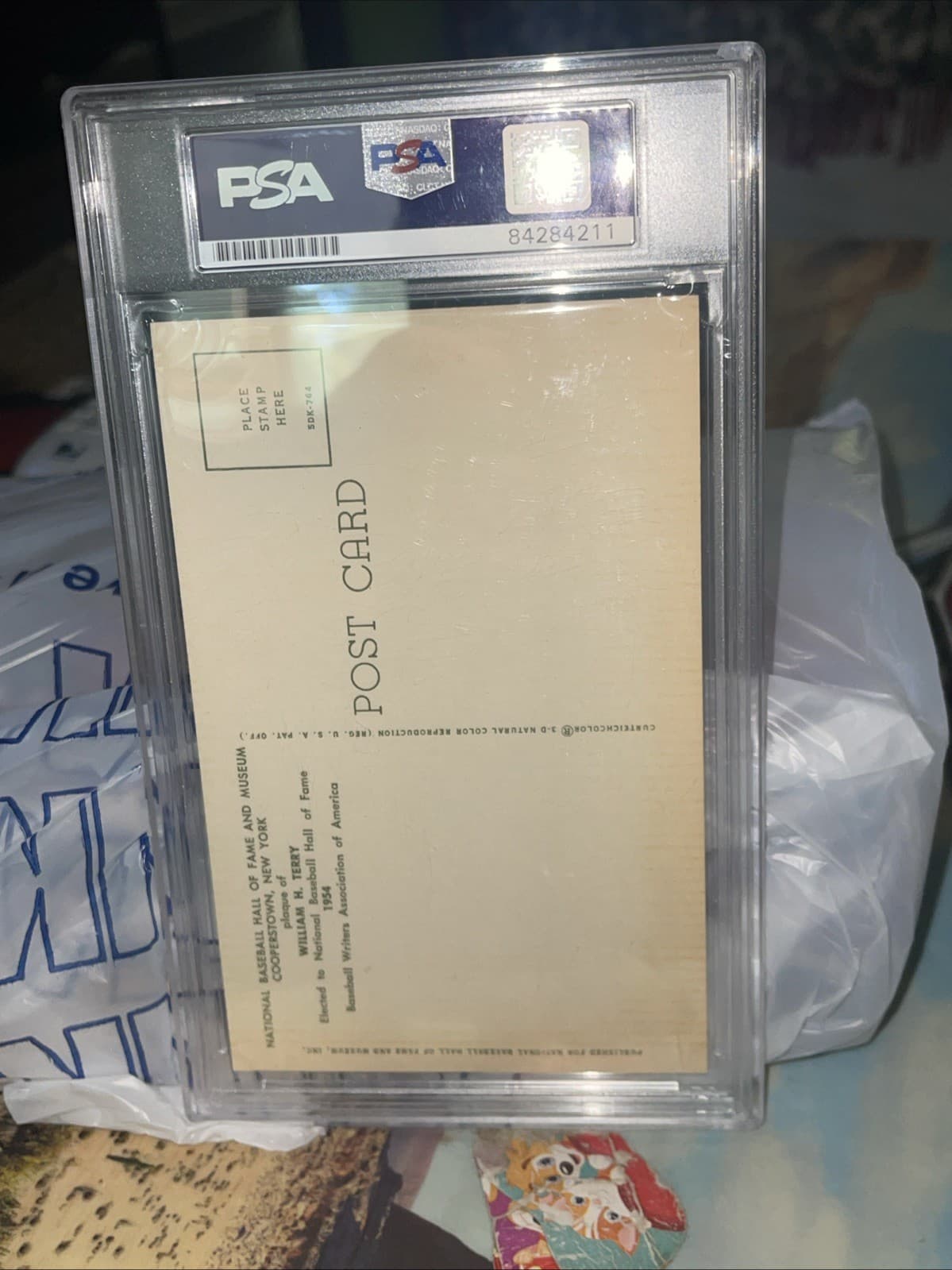 Bill Terry Giants Signed  Hall of Fame Plaque Postcard Beckett PSA/DNA Certified 3