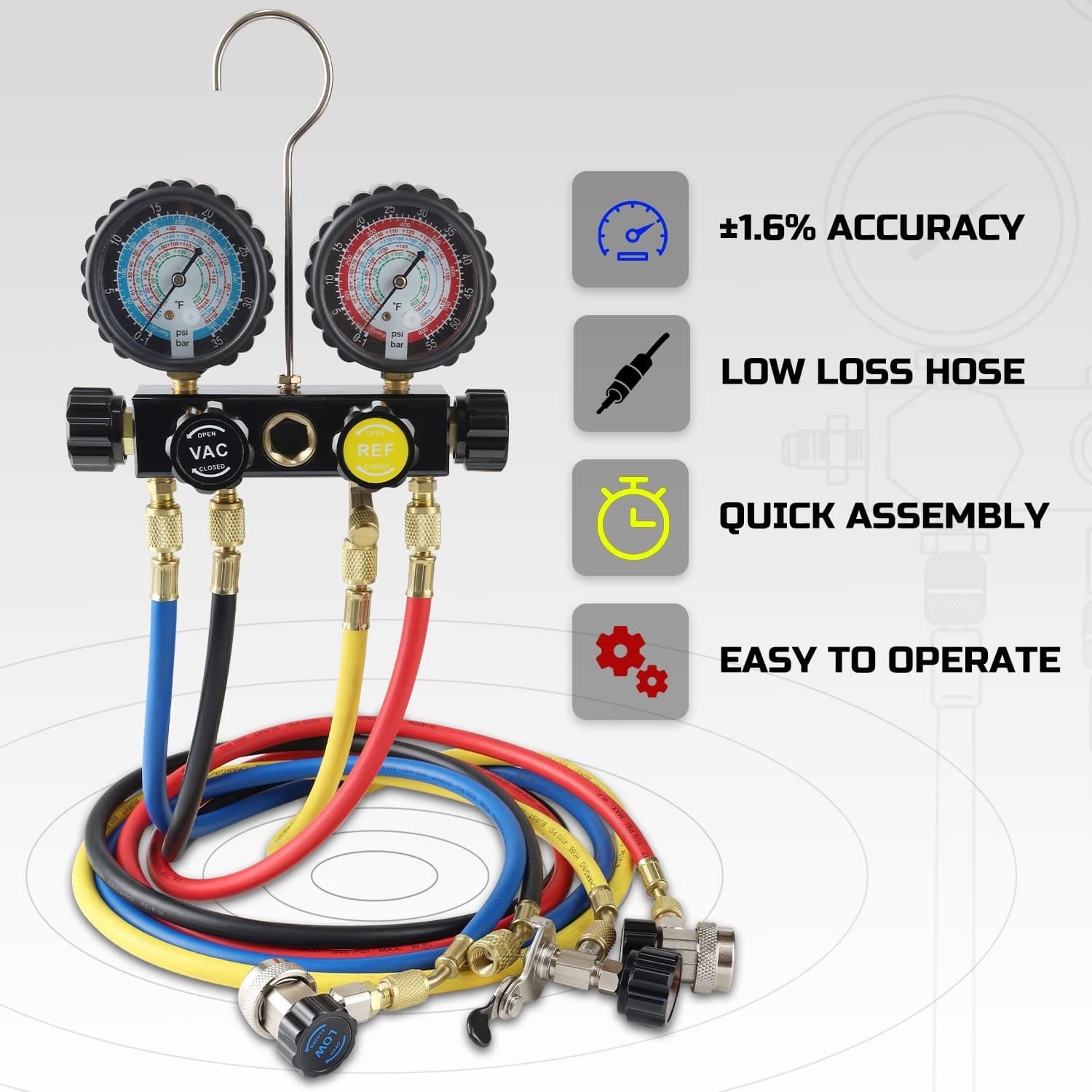 Multifunctional AC Manifold Gauge Set with Hoses 5