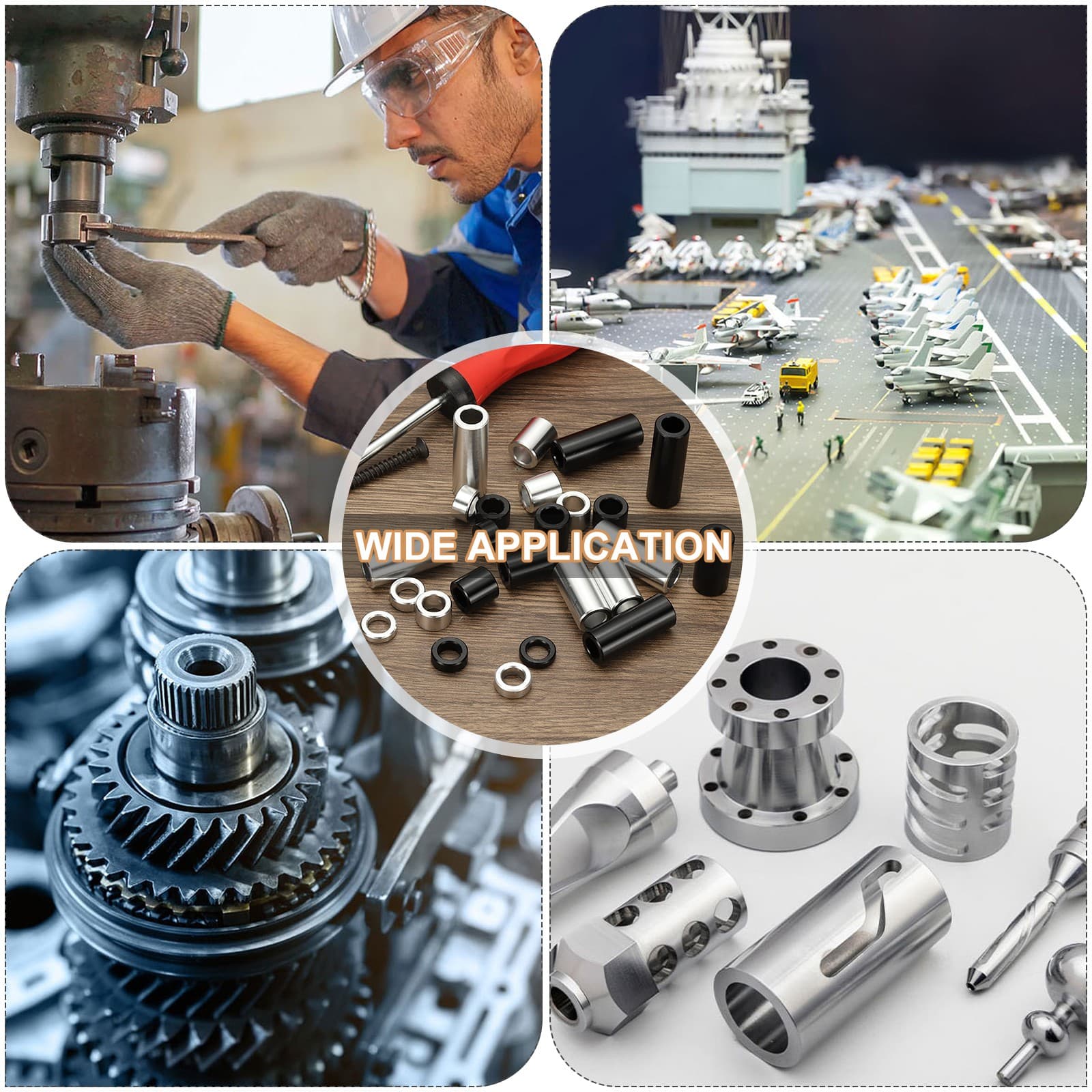 6PCS Aluminum Spacers,1/4 x 1/2 Metal Spacers Aluminum 3/8 L,Silver 6