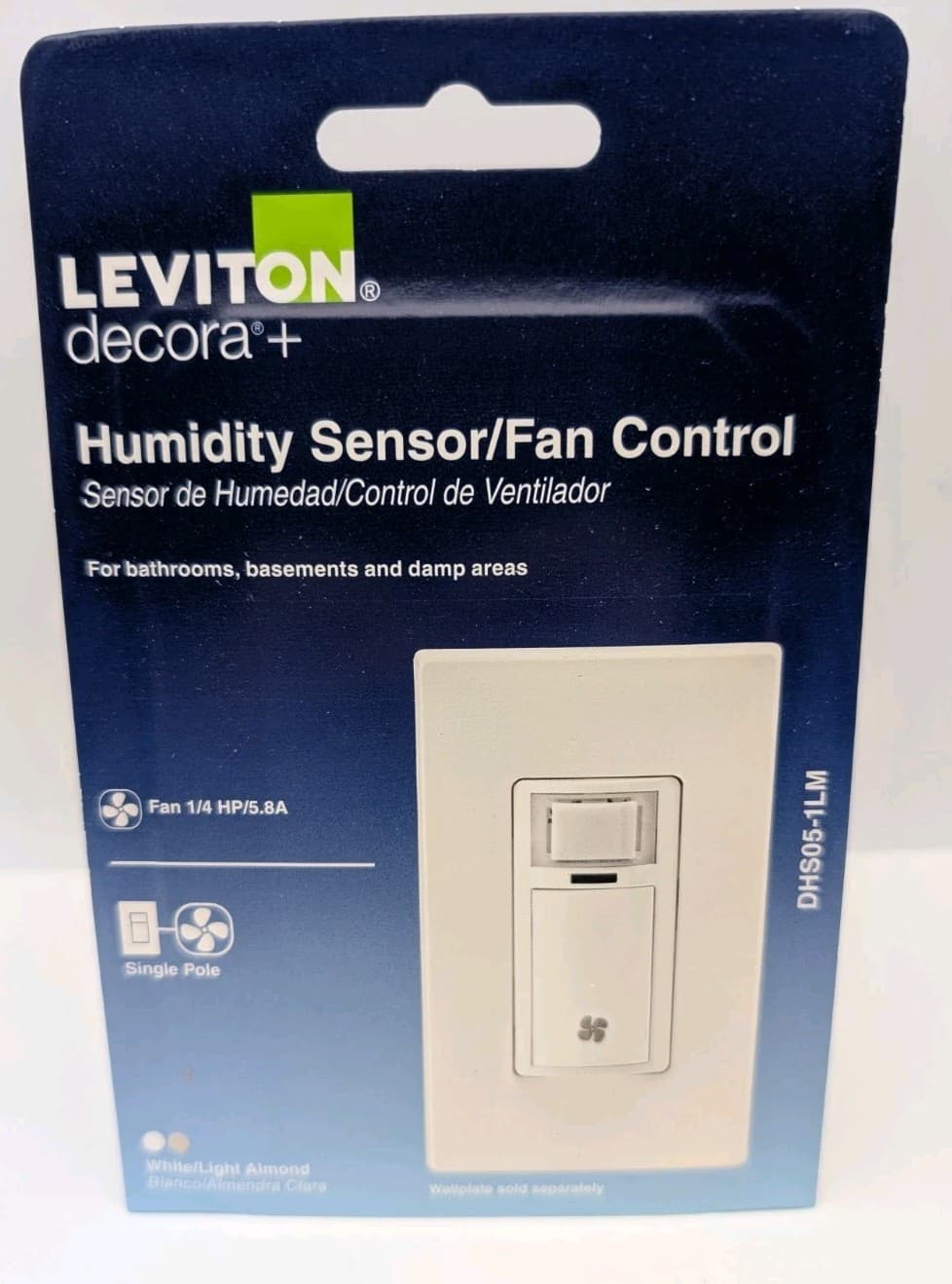 Leviton Decora In-Wall Humidity Sensor Fan Control Switch White - DHS05-1LM