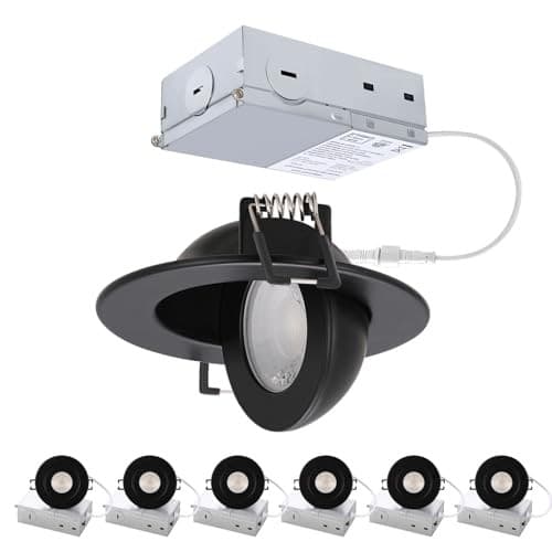 3 inch Recessed Lights, 7W Canless Gimbal Soffit 3 inch - 6 pack Black 2