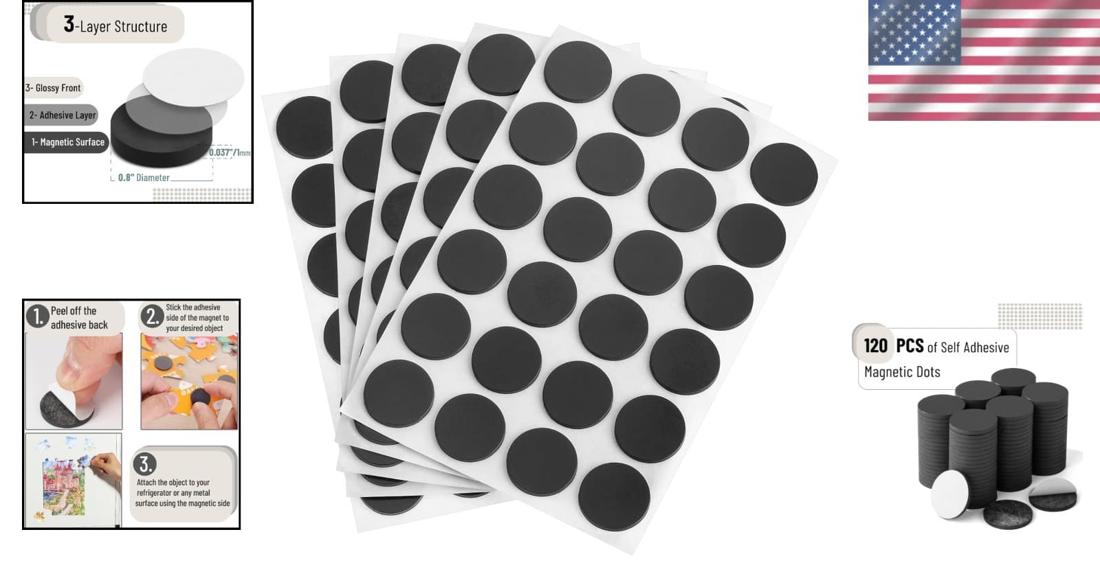 Versatile 120 Pcs Round Magnetic Dots with Adhesive - Ideal for Creative Crafts 2