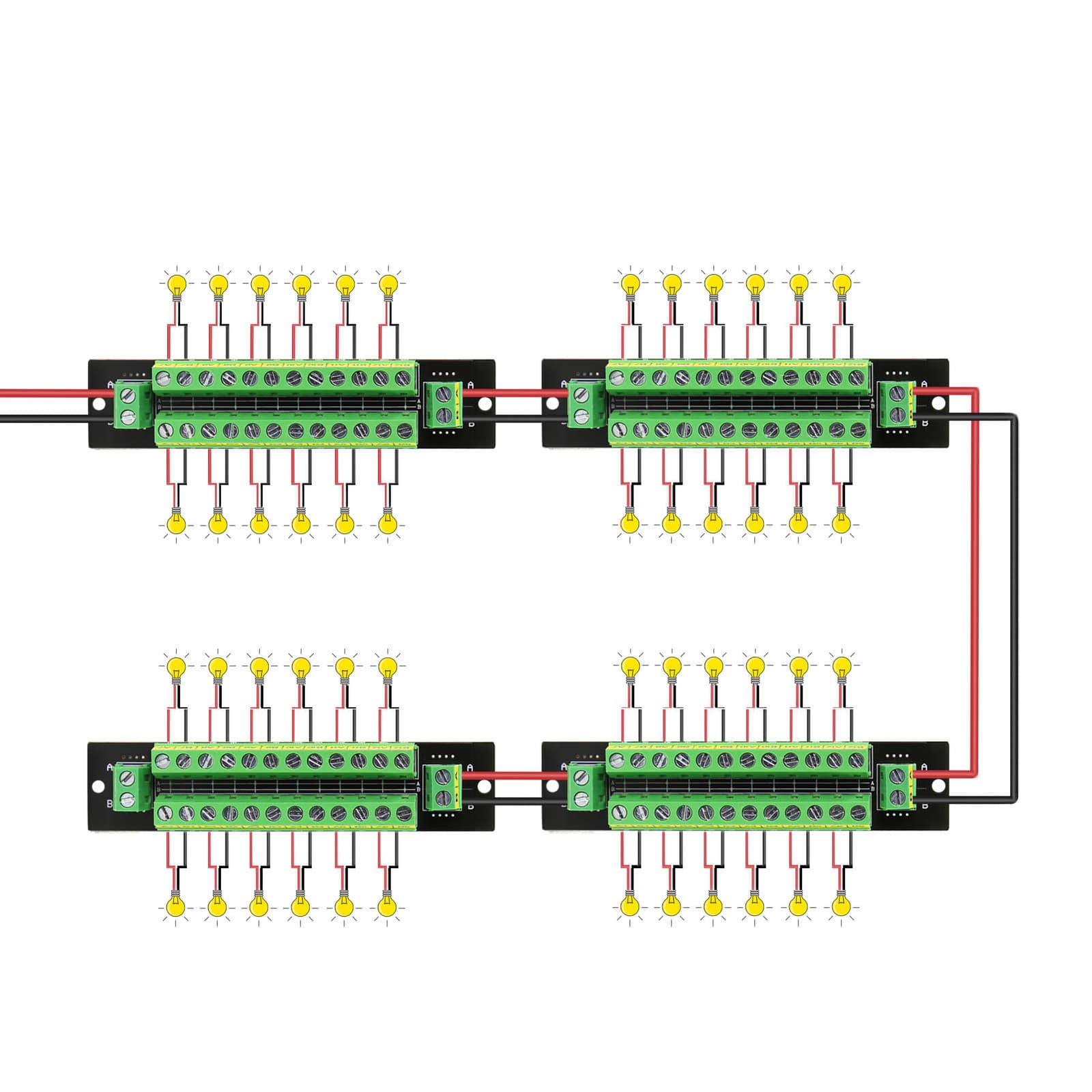1X Power Distributor 10A 2 Inputs 2*12 Outputs Distribution Module for DC AC 5