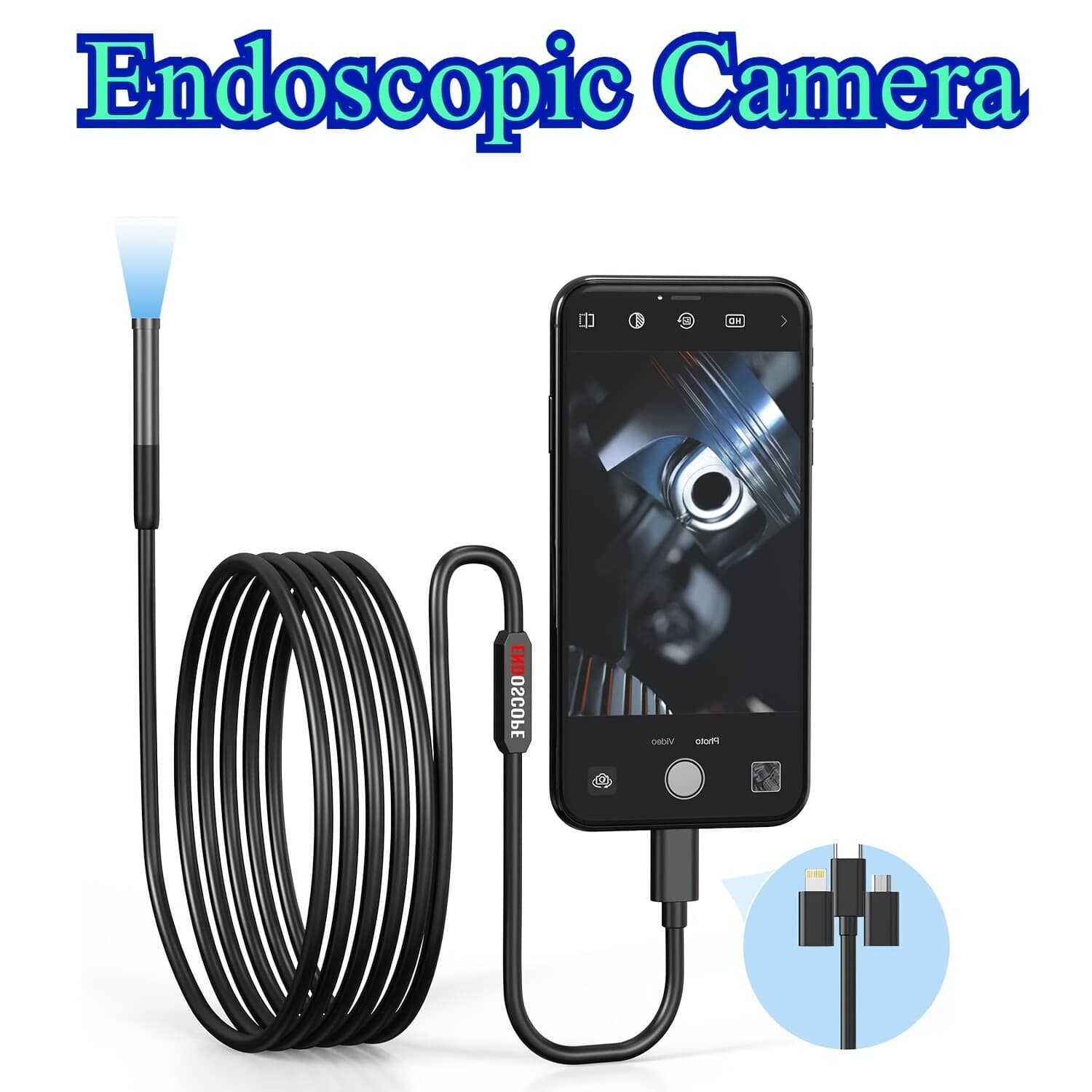 Endoscope Camera with 9.8ft Borescope Inspection Cameras for iPhone iPad/Android 2