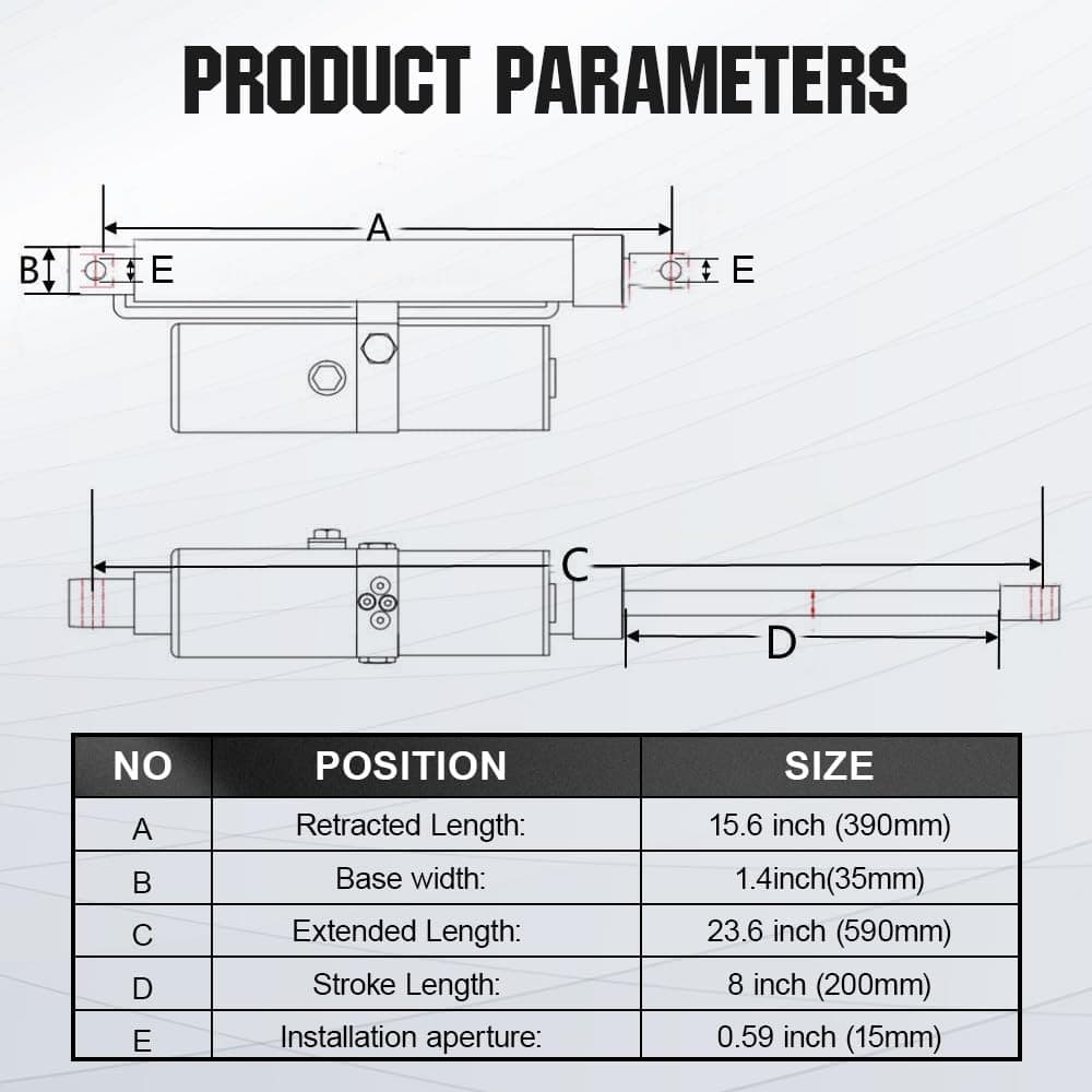 DC 12V Hydraulic Linear Actuator 8" Stroke Length 1700Lbs Linear Actuators 5