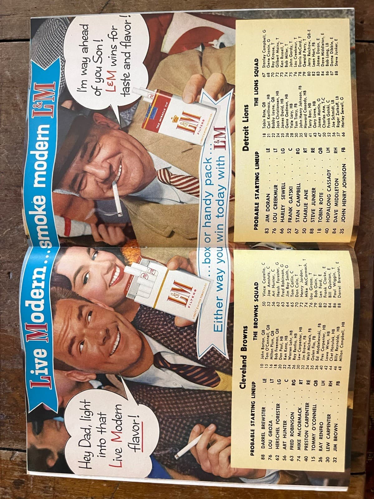 1957 “Rare” NFL WORLD CHAMPIONSHIP DETROIT vs CLEVELAND Football Program/in MINT 2