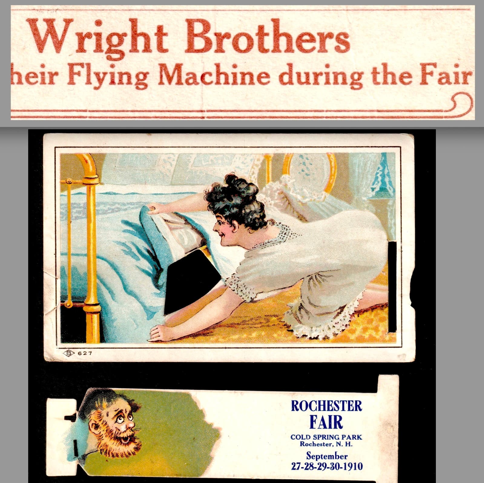 Wright Brothers: 1910 Exhibition Flights RARE Fair Mechanical Trade Card SR.E.WB