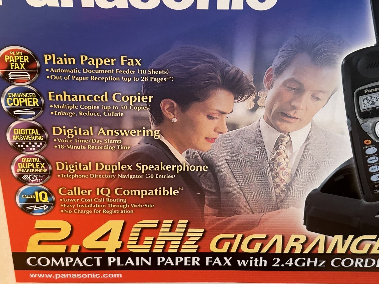 Panasonic KX-FPG371 Plain Paper Fax Machine (w/2.4Ghz Cordless Phone) Voice Mail 2