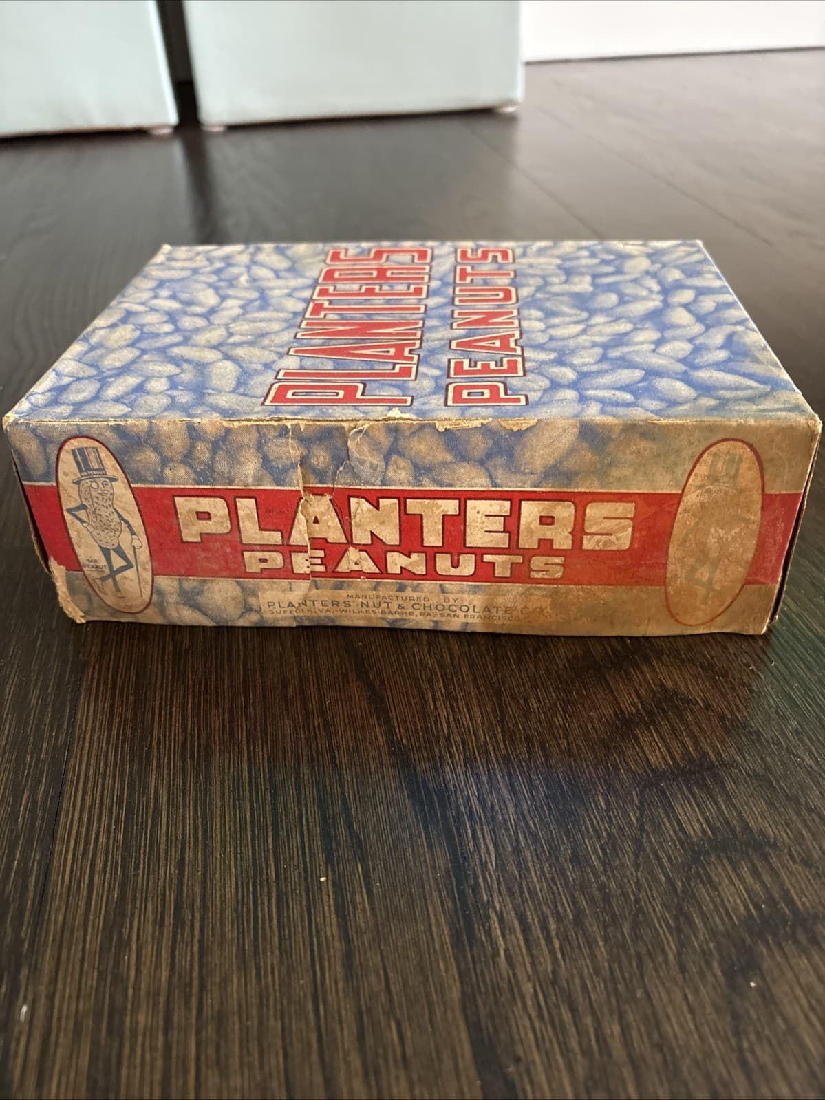 Vintage Planters Peanut Mr Peanut Cardboard Display Box Red White And Blue 5