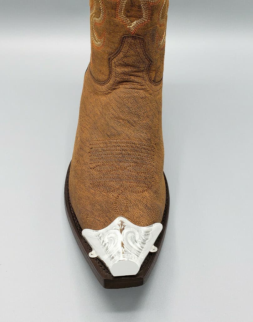 WESTERN COWBOY BOOT TIPS Pair - Silver Engraved Flat Tips 6