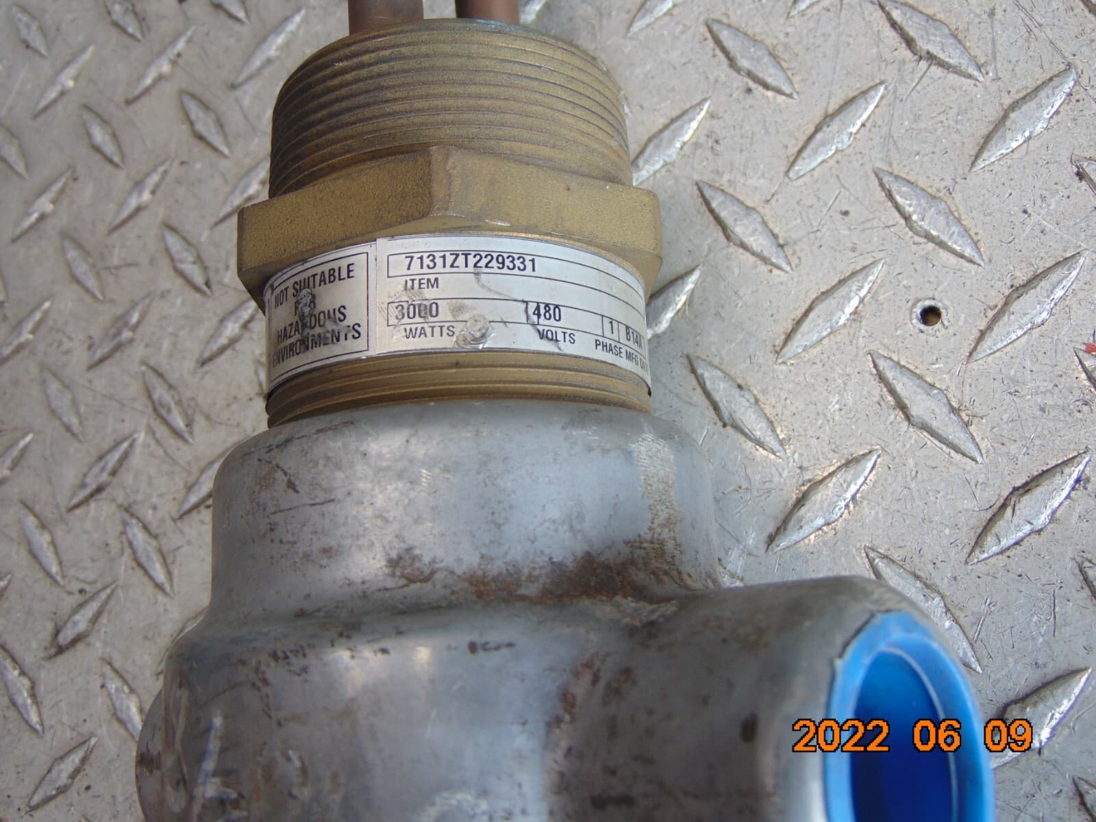 INDEECO 7131ZT229331 IMMERSION WATER HEATER 3000W 480V 1-PHASE 3