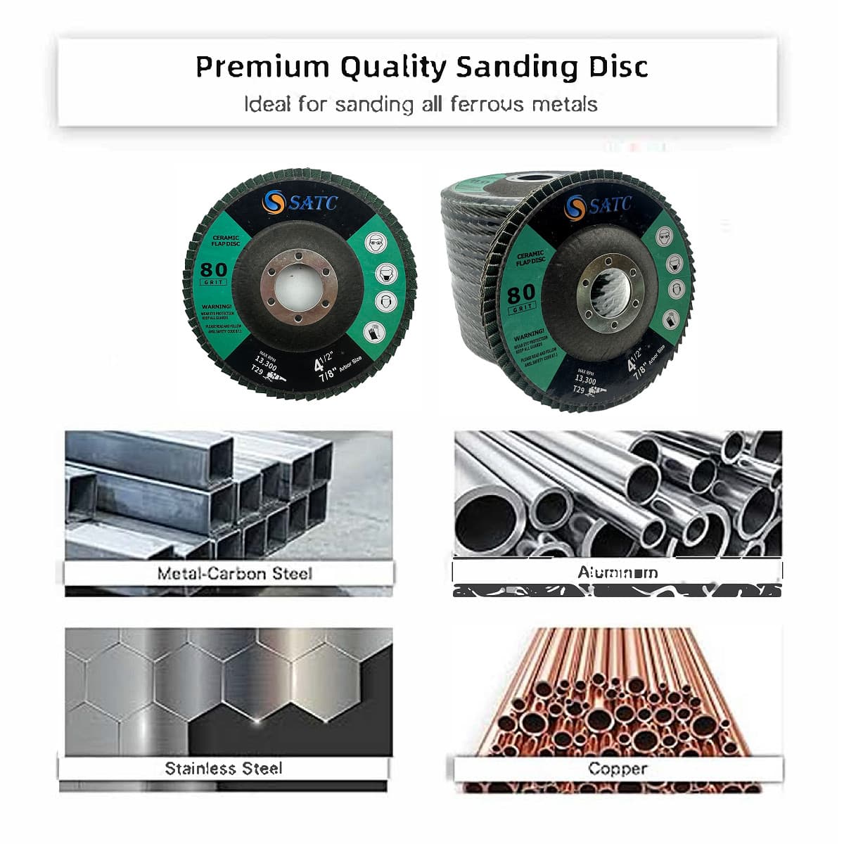 10 PCS 4-1/2" x 7/8" Ceramic Flap Discs 120 Grit 115MM Sanding Discs T29 Grinder 4