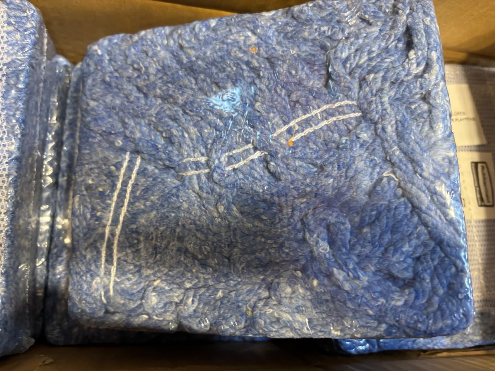 6 PAK Rubbermaid Commercial Large Super Stitch Blend Blue 5" Band Floor Mop Head 5