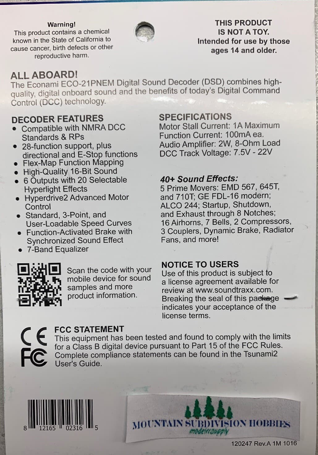 Soundtraxx 882006 Diesel Econami ECO-21P DCC  Sound Decoder | $5 Offer 4