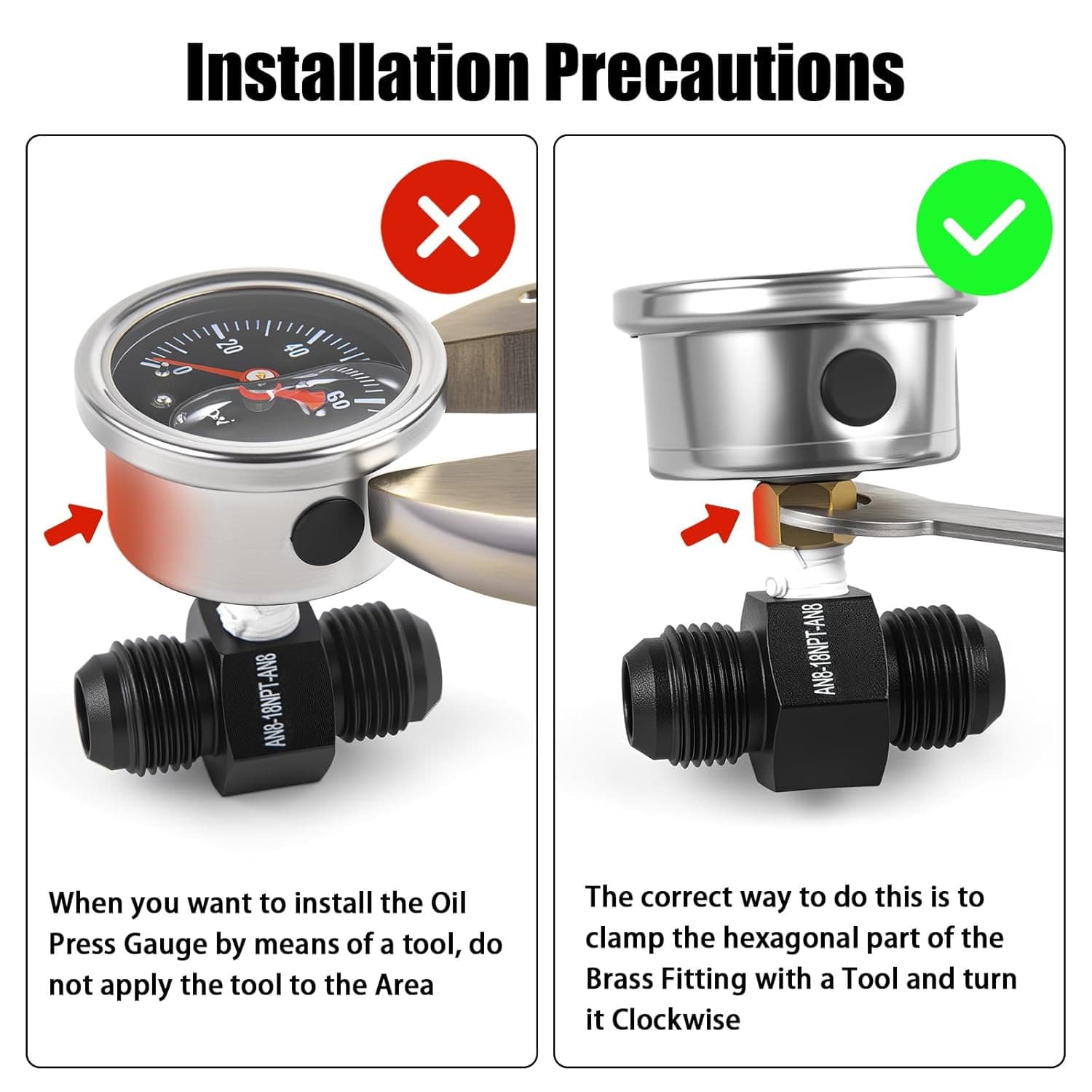 Universal 0-100Psi Fuel Pressure Gauge 1/8" NPT Oil Press Gauge with 5/16" Barb 5