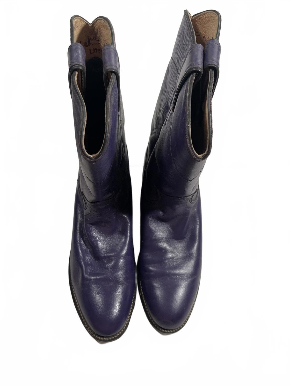 Justin Purple Leather Women's Ropers Western Cowboy Boots - Size 7 B Style L3758 4