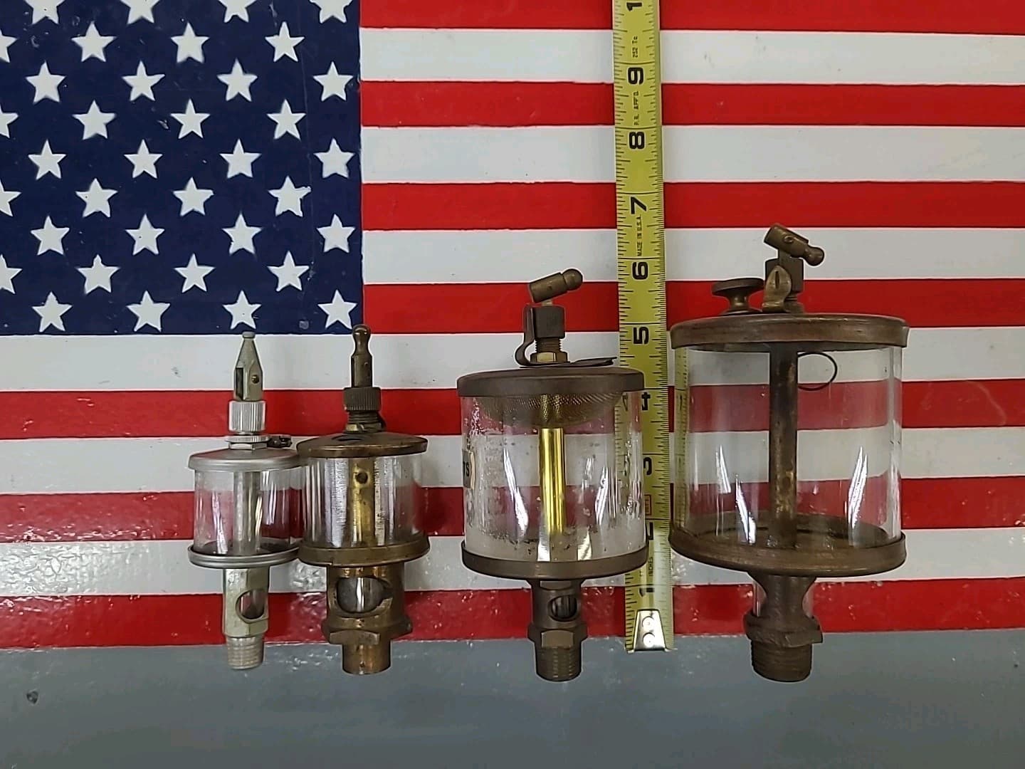 Lot of Antique Brass Lubricators 2