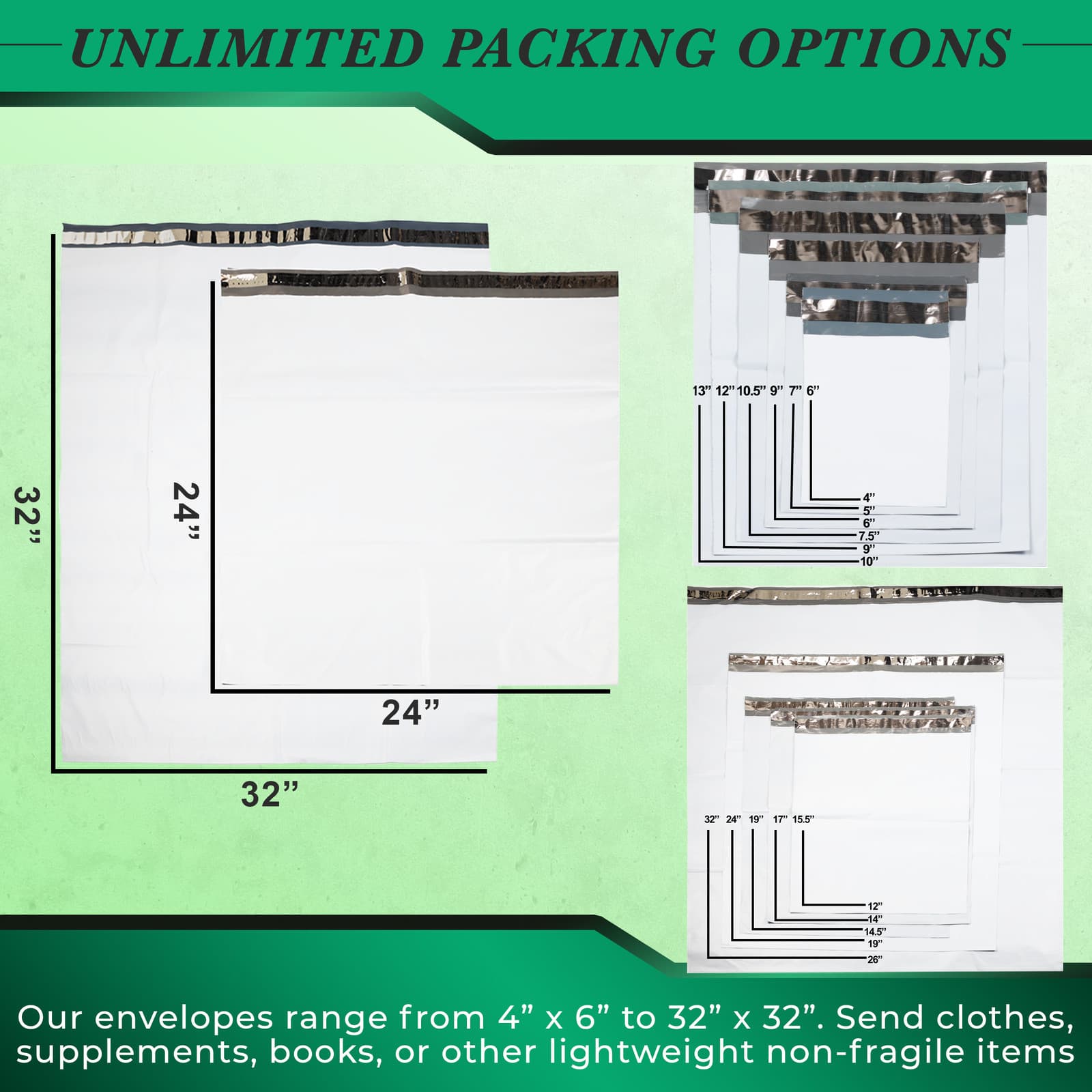 Pick Quality & Quantity ~1-12,000 Poly Mailers ~ Economy 2mil /Commercial 2.4mil 4