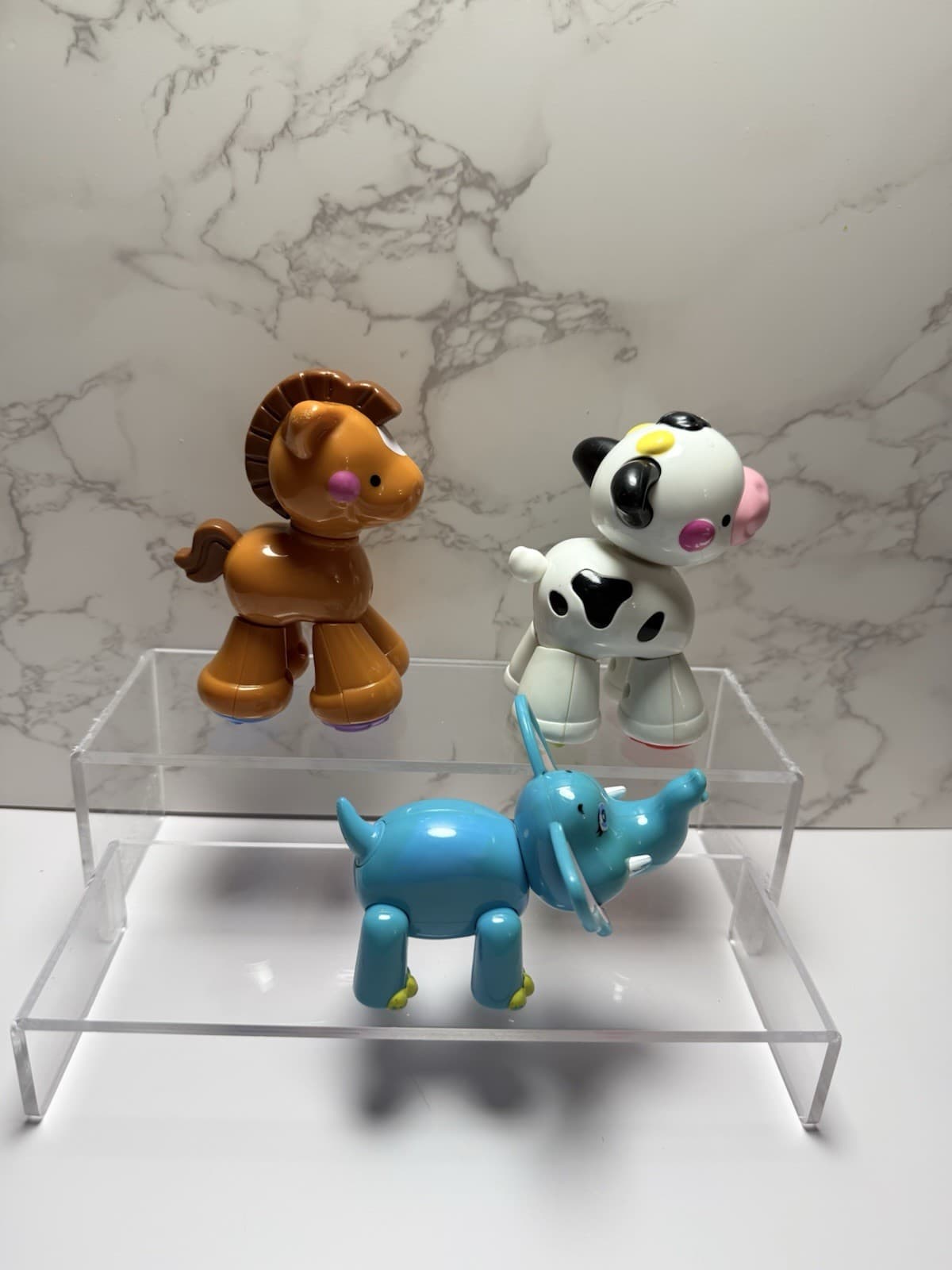 Fisher Price Amazing Animals Cow And Pony & Rare Garanimals Elephant 3