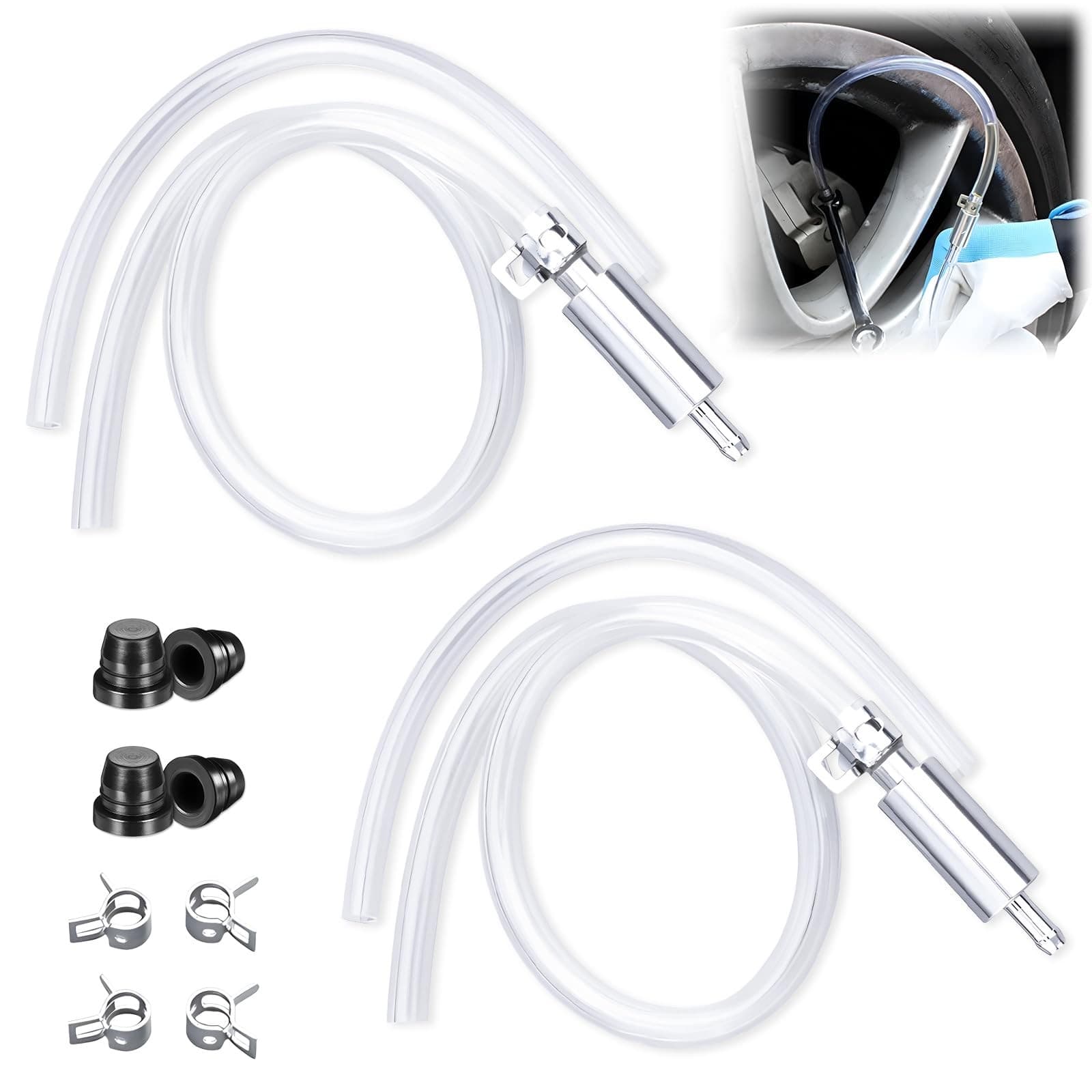 2x Brake Bleeder Hose - One Way Check Valve Tube Bleeding Tool Kit for;Car Moto