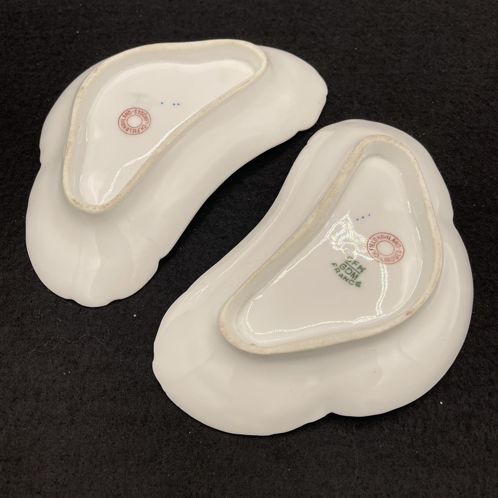 Pair Of Limoges Made In France Curved Small Plates Trays 2