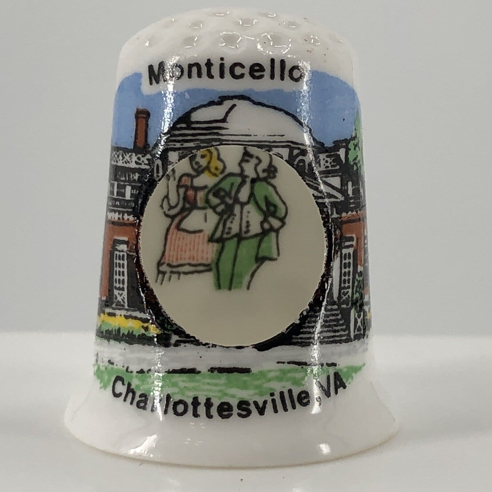 Monticello Charlottesville, VA Great Britain Bone China Thimble w/ Cut Out Peek