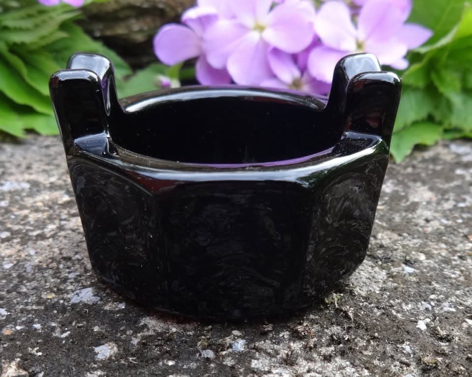 Glossy, Black Amethyst Glass TUB Open Salt Dip, Cellar, Dish! 4