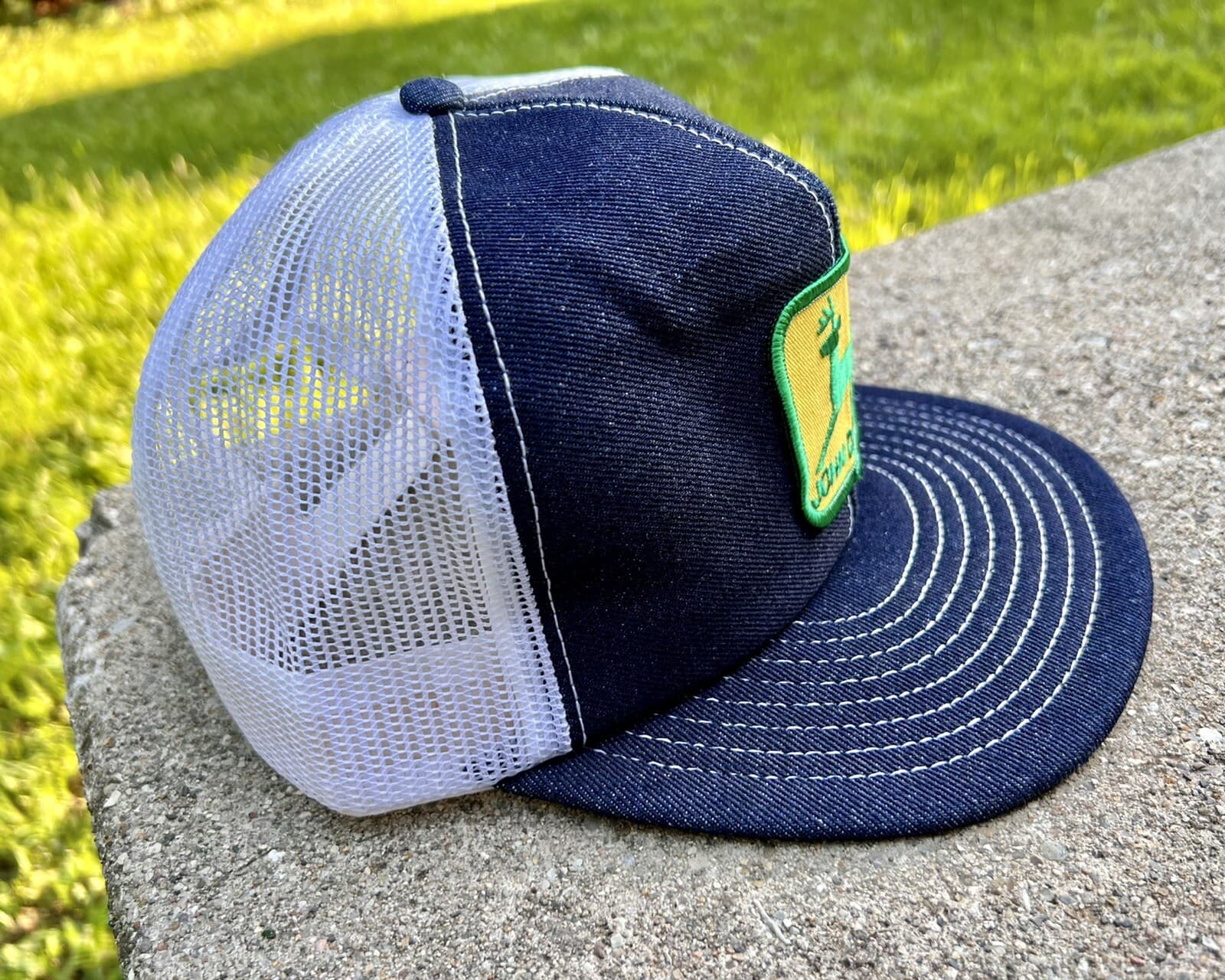 Rare Vintage John Deere Denim White Louisville Trucker Hat USA￼ 3