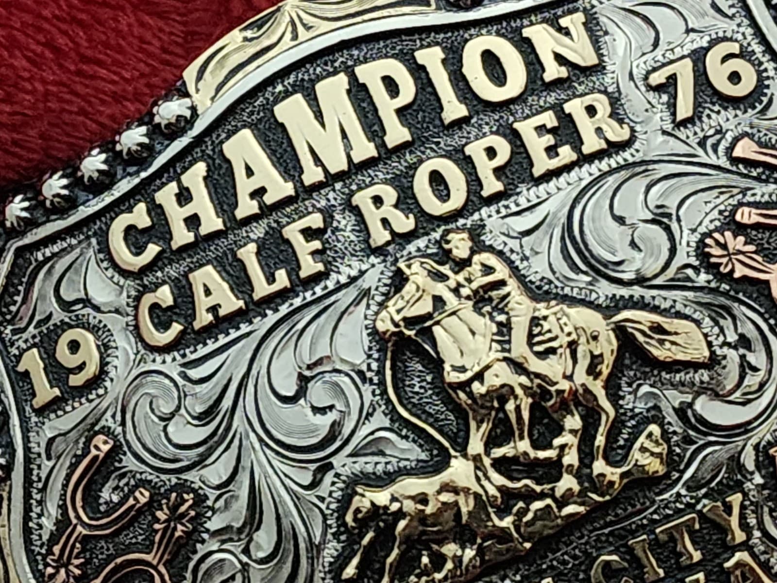 Rodeo☆1976☆Calf Roping X-TREME Champion Trophy Buckle☆Miles City Montan☆Rare☆R15 4
