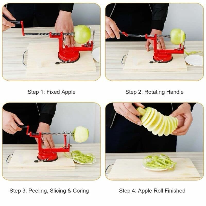 3 in 1 Apple Corer Slicer Peeler Stainless Steel with Strong Suction Base Stable 3