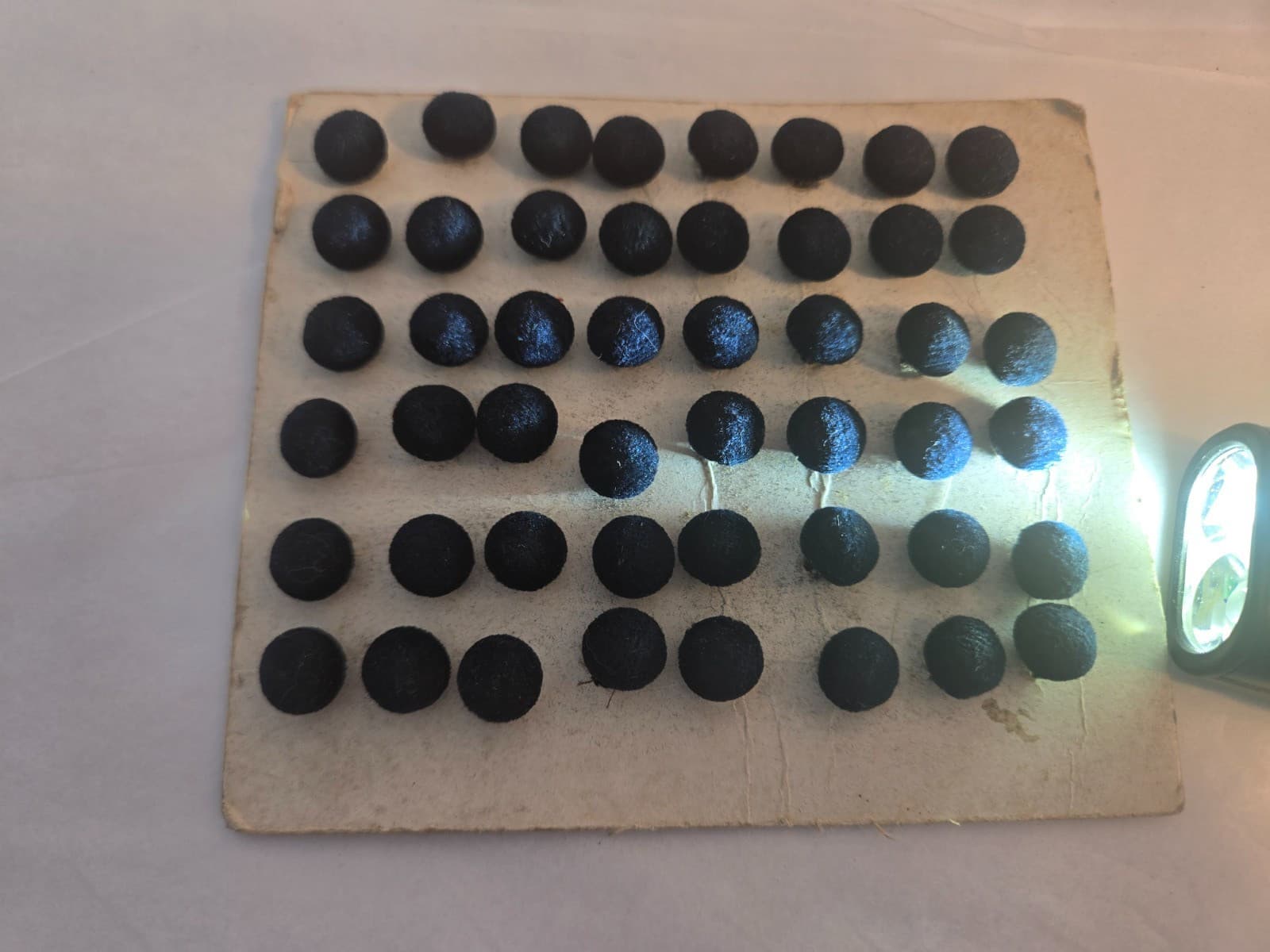 antique,19th C,NEW OLD STOCK,48 VELVET 'DARK BLUE' CLOTH / METAL SHANK,BUTTONS 3