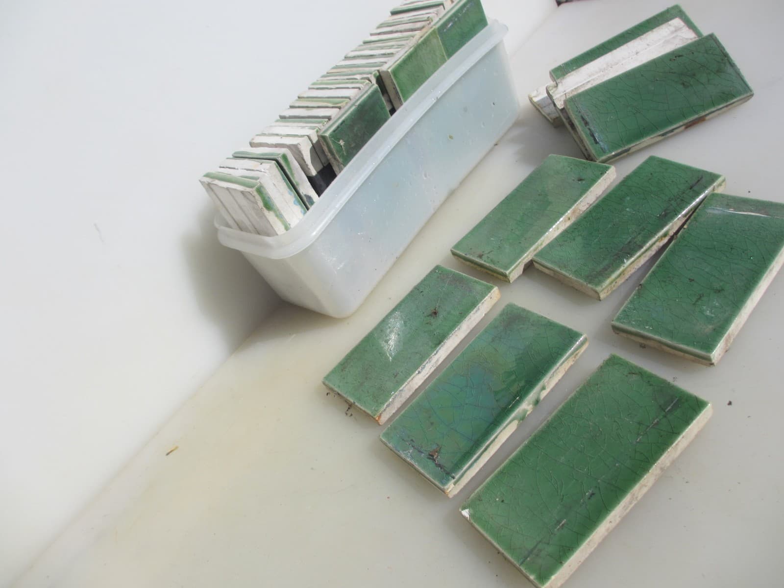 Vintage Ceramic Border Tile Old Tiles Antique Green 4.25"x2.1/8" - £3each 3