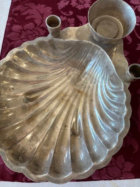 Vintage FB Rogers Silver Co. Chip & Dip Seashell Serving Bowl Candle Holder