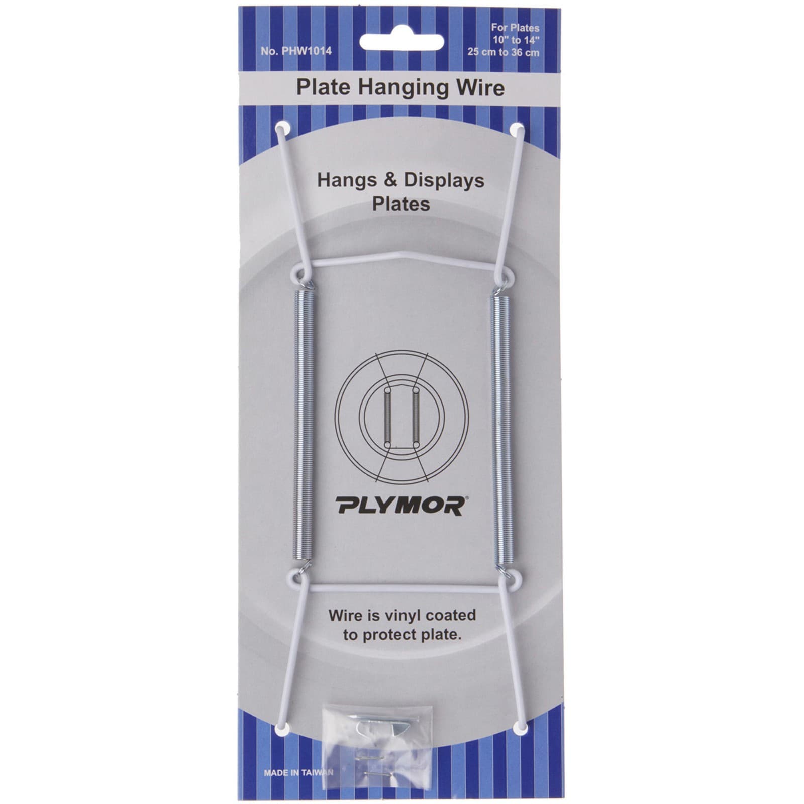 Plymor White Vinyl Finish Wall Mountable Plate Hanger (For Plates 10" - 14")