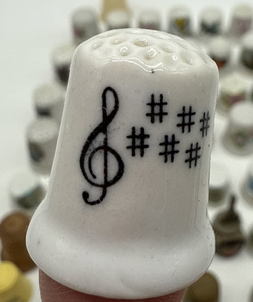 Lot Of 52 Vintage Thimbles Porcelain Wood And Metal Destination Christmas Music 3