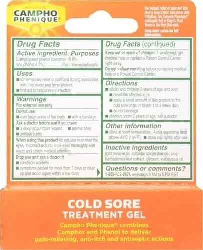 Campho Phenique Cold Sore and Fever Blister Treatment for Lips, Maximum Strength 3