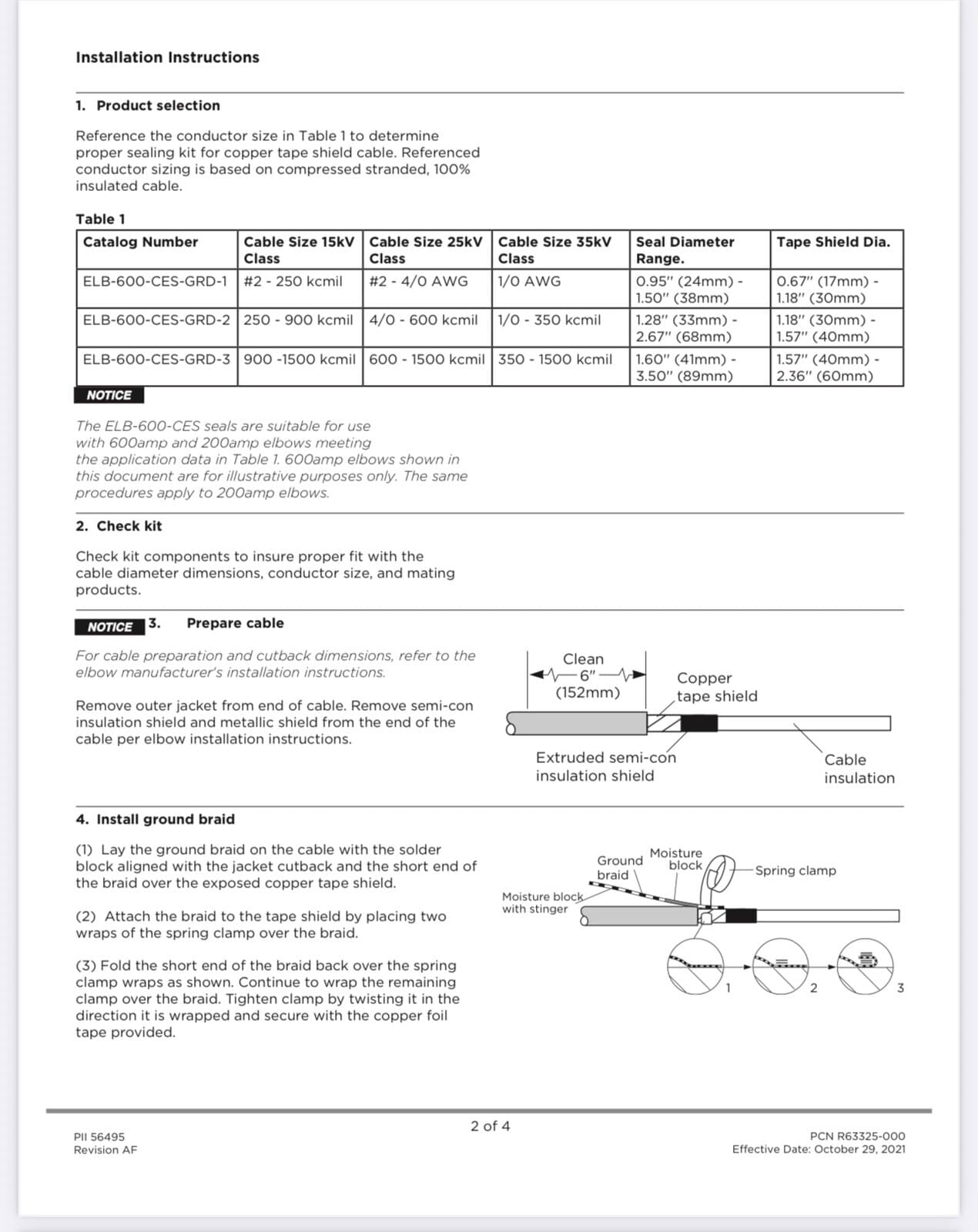 TE Connectivity Raychem ELB-600-CES-GRD-1 Cold Applied Elbow Seal Kit- 3 Unit. 5