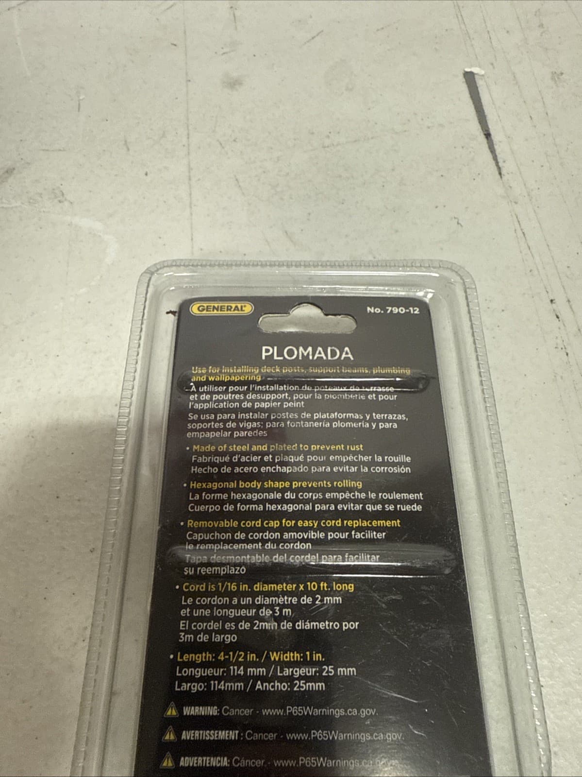 General Tools 790-12 Hexagon Cold Drawn Nickel Plated Steel Plumb Bob 12 oz. 4