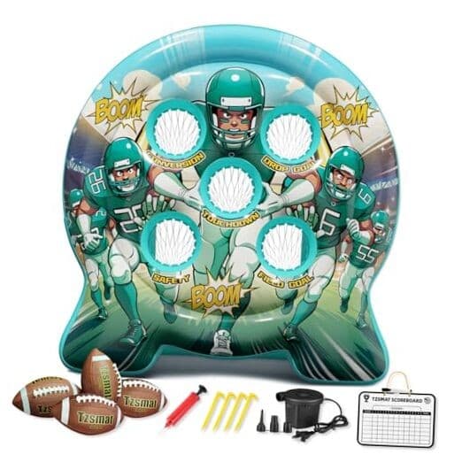 6Ft Inflatable Football Target toss Game - Football Carnival Games Party Green