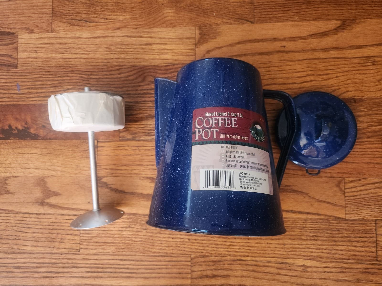 Ozark Trail Blue Enamelware 8 Cup Coffee Pot With Percolator Insert 2