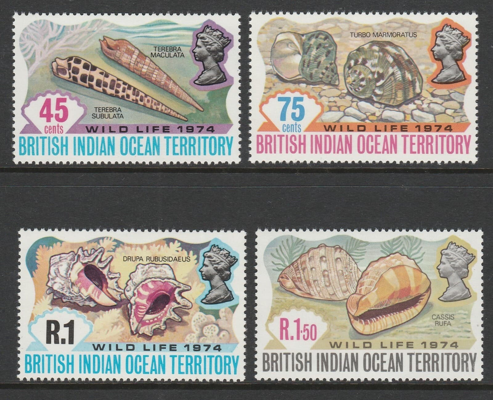 British Indian Ocean Territory 1974 Wildlife set SG 58-61 Mnh.
