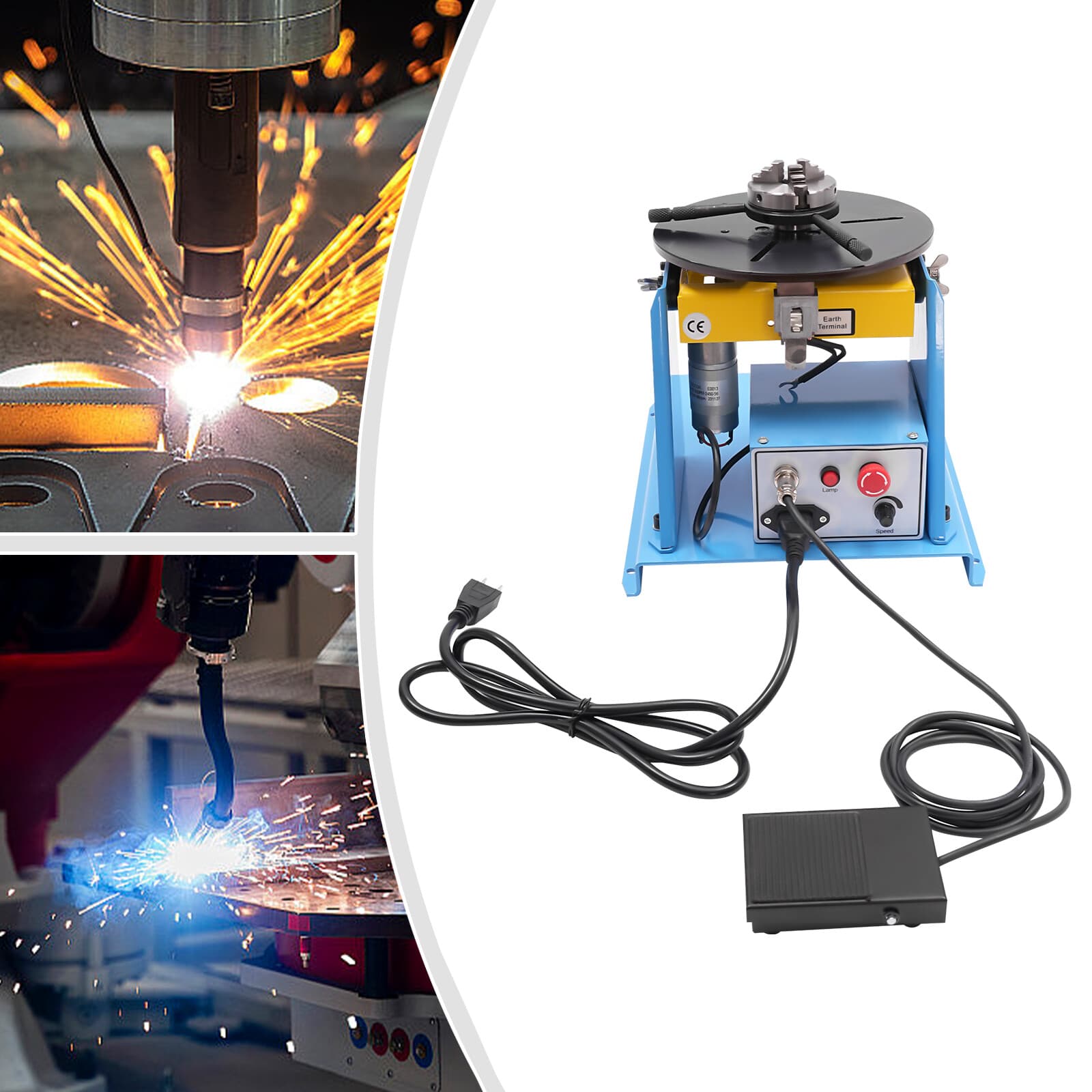 10KG Rotary Welding Positioner 0-90° Positioning Turntable Table 1-12RPM 3-Jaw